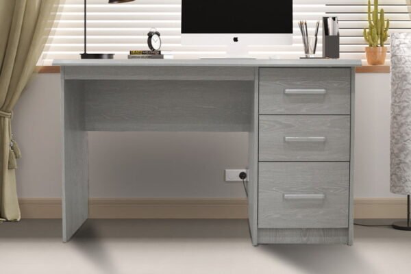 Bureau 'Mateo' 3 tiroirs Chêne gris