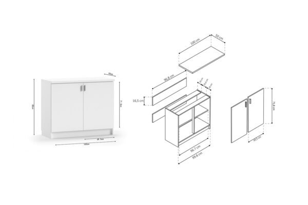 Armoire basse 'Paris' pour évier Blanc